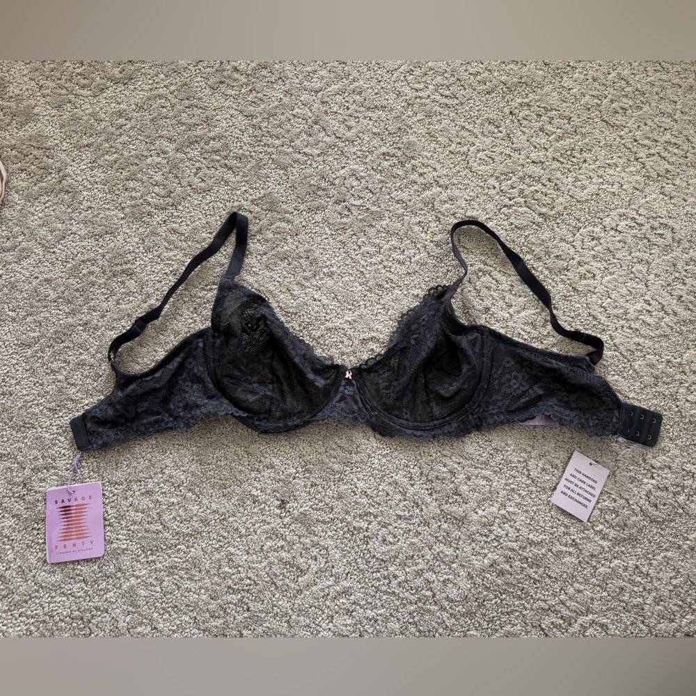Savage X Fenty Charcoal Grey Lace Bra